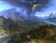 jean-francois millet Mountain Landscape with Lightning. china oil painting artist